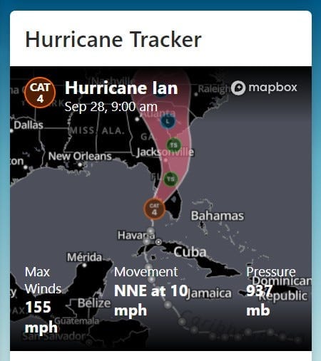 Hurricane Ian — September 28, 2022 — Category 4–155 mph